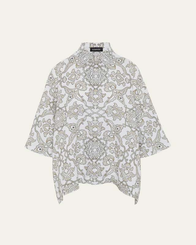 Wide Short-Sleeve Shirt With Collar (Mid Plus Length)